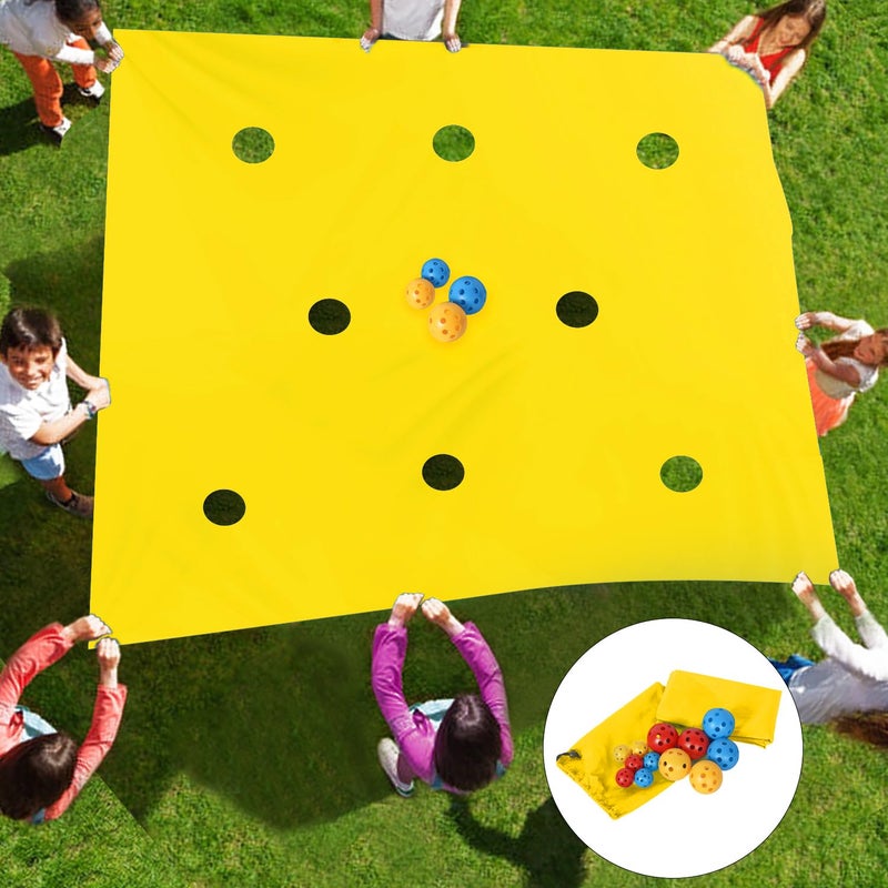 Sonyabecca Hole Tarp Team Building Exercise Activities Games Teamwork Group Learning Fun Playing Yellow 98''Lx71''W - Image 1